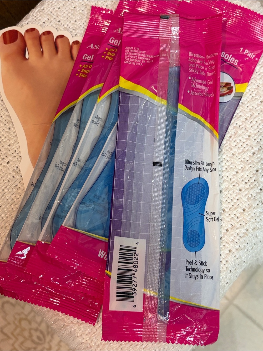 NWT Women's Blue Gel Comfort Insoles - Cushioned Support - Picture 3 of 4